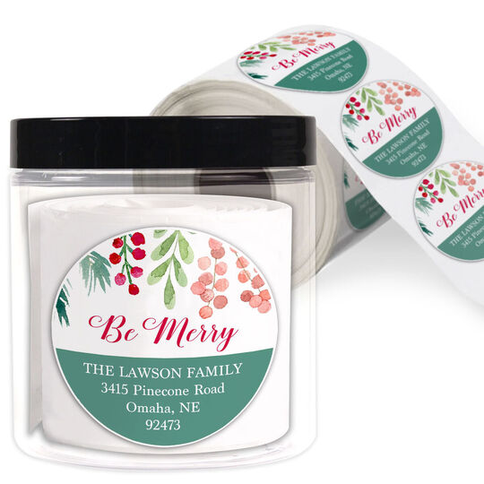 Be Merry Round Address Labels